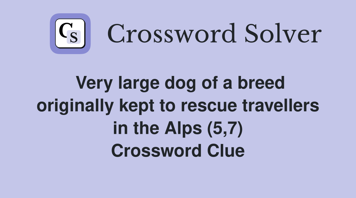 Very large dog of a breed originally kept to rescue travellers in the